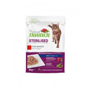 Natural Trainer Sterilised con Manzo 85g - Gatti Adulti Sterilizzati Natural Trainer Sterilised con Manzo 85g - Gatti Adulti Sterilizzati